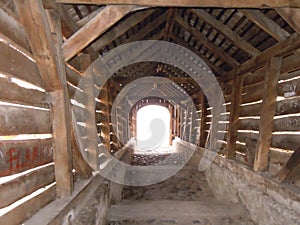 Medieval wooden staircase from Sighisoara, built in 1654, with 175 steps