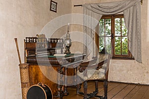 Medieval writing table with chair