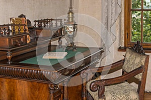 Medieval writing table with chair