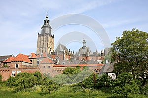 Medieval Zutphen, town wall and Walburgis church