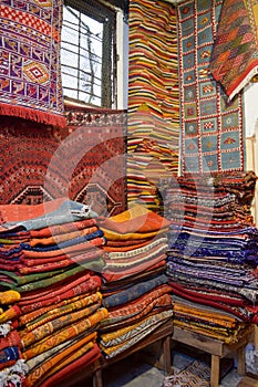 Medina Fez, Fes old town carpet rugs shop