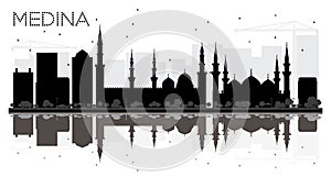 Medina Saudi Arabia City skyline black and white silhouette with