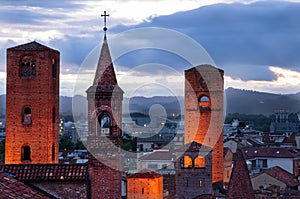 Medioeval city view on roofs
