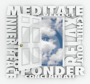 Meditate 3d Word Door Relax Inner Peace Reflection Concentration