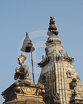 Meditating Bhaktapur Statue and Temple