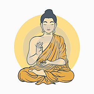 Meditating buddha cartoon illustration design