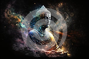 Meditating Buddha experiencing a transcendental phase photo