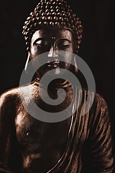 Meditating Buddha Statue. Soft focus. Close up