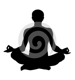 Meditating lotus pose vector silhouette