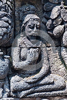 Meditating and sitting Stone carving at Borobudur