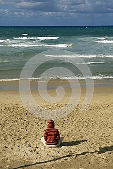 Meditating on the Tel Aviv Beach