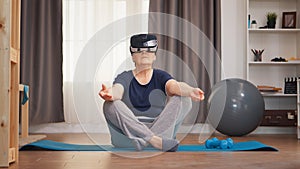 Meditating with VR headset