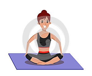 Meditating woman flat vector illustration