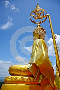 Meditation Buddha image at the top of the hill, Nakhon Sawan province, Thailand