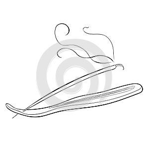 Meditation burning stick for incense. vector illustration