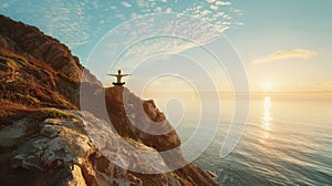 The Meditation on Cliff. AI generated