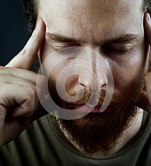 Meditation concept - face of peaceful serene man