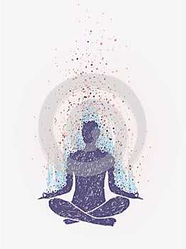 Meditation, enlightenment. Sensation of vibrations. hand drawn colorful illustration.