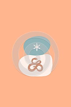 Meditation flat. Poster with ovale stones minimalist style overlay. Vector illustration. Abstract shape rocks background