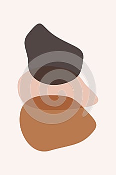 Meditation flat. Poster with ovale stones minimalist style overlay. Vector illustration. Abstract shape rocks background