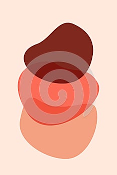 Meditation flat. Poster with ovale stones minimalist style overlay. Vector illustration. Abstract shape rocks background