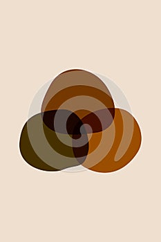 Meditation flat. Poster with ovale stones minimalist style overlay. Vector illustration. Abstract shape rocks background. Stacked