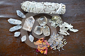 Meditation Grid Kit. Quartz Tower, Healing Crystal Bundle