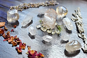 Meditation Grid Kit. Quartz Tower, Healing Crystal Bundle