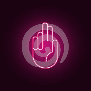 Meditation hands neon icon. Elements of Religion set. Simple icon for websites, web design, mobile app, info graphics