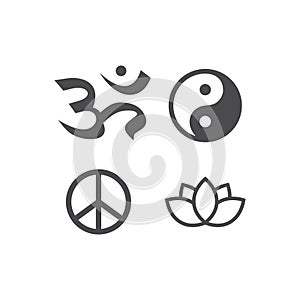 Meditation icon set