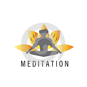 Meditation illustration flower logo color template design vector