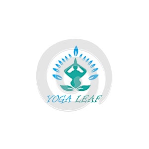 Meditation illustration leaf logo color template vector design