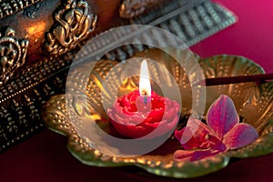 Meditation with Incense - Stock Photo