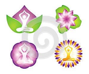 Meditation and lilly lotus logo designs