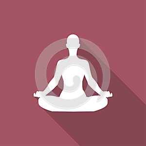 Meditation or meditate icon with shadow in a flat design