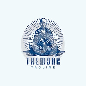 Meditation Monk Logo Design Vector Illustration Template Idea