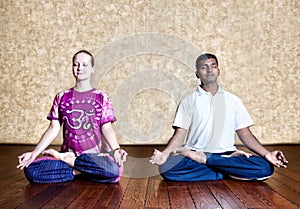 Meditation in Padmasana lotus posture photo