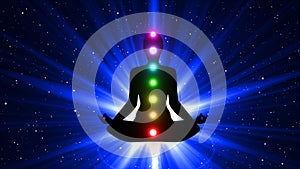 Meditation People Achieve Enlightenment, Activation Of Chakra and Aura In The Body