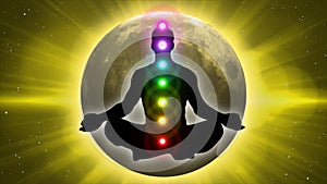 Meditation People Achieve Enlightenment, Activation Of Chakra and Aura In The Body