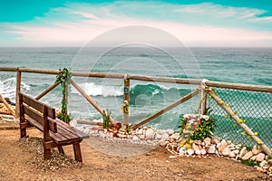 A meditation place at the edge of the sea photo