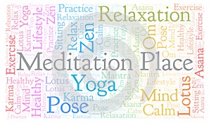 Meditation Place horizontal word cloud.