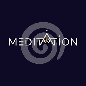 Meditation pray sign with third eye in letter A