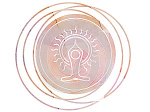 Circular Watercolor mandala meditation Symbol lotus photo