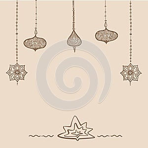 Meditation relax spa card.Zen garden magic therapy.Astrology symbol design.Bohemian vector decor.Ornament graphic poster.Relax bac