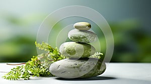 Meditation, relaxation. A pyramid of several flat river stones lying on top of each other