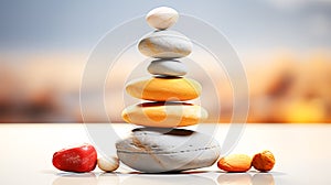 Meditation, relaxation. A pyramid of several flat river stones lying on top of each other