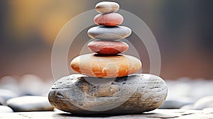 Meditation, relaxation. A pyramid of several flat river stones lying on top of each other