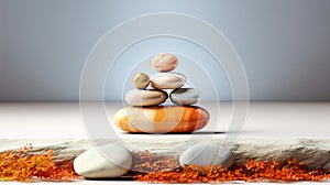 Meditation, relaxation. A pyramid of several flat river stones lying on top of each other
