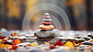 Meditation, relaxation. A pyramid of several flat river stones lying on top of each other