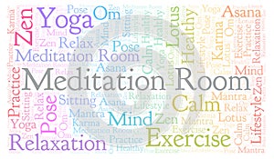 Meditation Room horizontal word cloud.